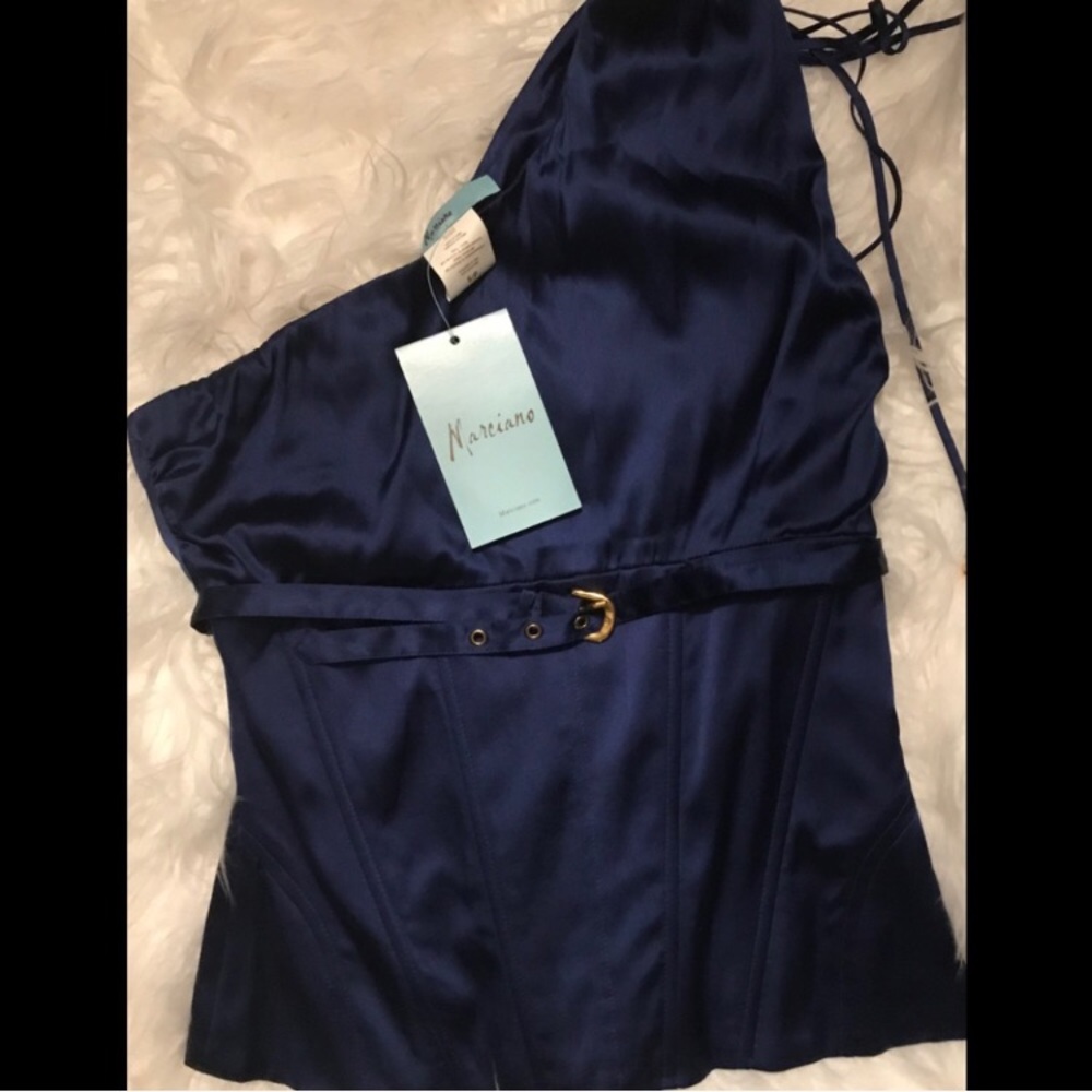 NWT Marciano Sapphire One Shoulder Top with Belt